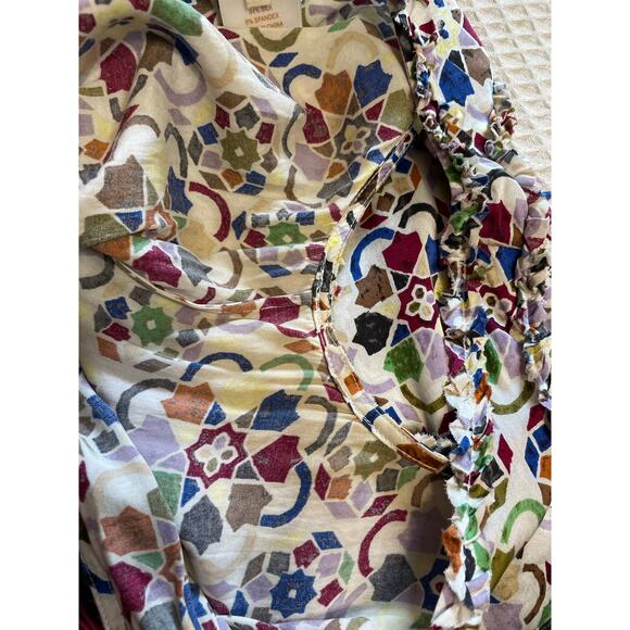 LaRok Colorful Geometric Pattern Sleeveless Tunic/Tank W/ Ruffled Details Small - Picture 9 of 12